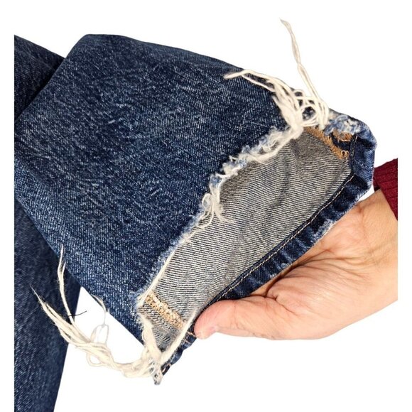 American Eagle AE Jeans Sz 2 Long Tall High Rise Straight Raw Hem Distressed NEW - Picture 5 of 13
